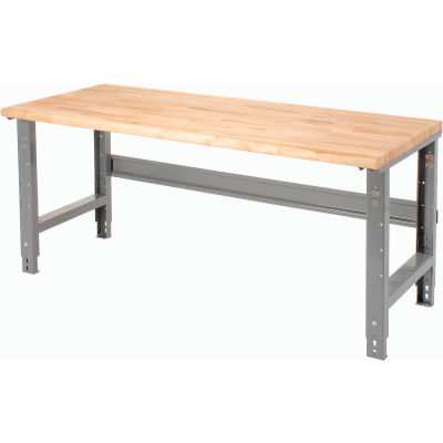 Global Industrial 72 x 36 Adjustable Height Workbench C-Channel Leg - Maple Safety Edge - Gray
