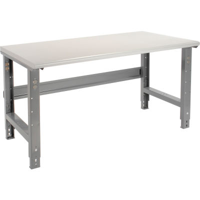 Global Industrial 60x30 Adjustable Height Workbench C-Channel Leg - Laminate Safety Edge Gray
