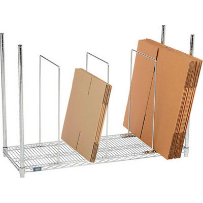 Global Industrial™ support de carton à un seul niveau avec 3 diviseurs, 48"L x 18"W x 38-1/2"H, Chrome