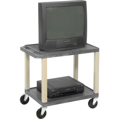 Plastic Utility Cart 2 Shelves Gray