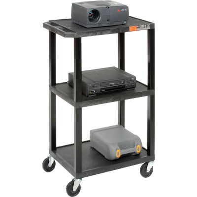 Black Plastic Tuffy Utility Cart 3 Shelves