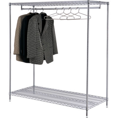 Free Standing Clothes Rack - 2-Shelf - 60"W x 24"D x 63"H - Chrome