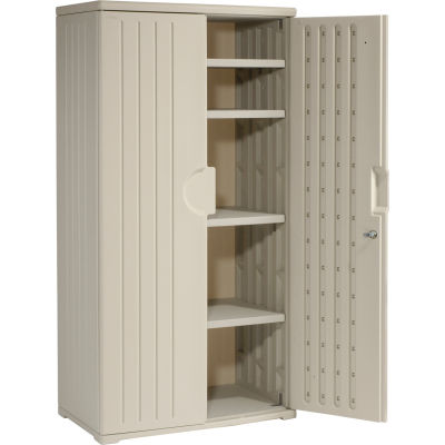 Armoire de rangement en plastique Iceberg™, 36 po L x 22 po P x 72 po H, gris clair, non assemblé