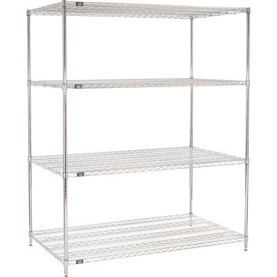 Nexel® 4 Shelf, Chrome Wire Shelving Unit, Starter, 60"W x 36"D x 74"H