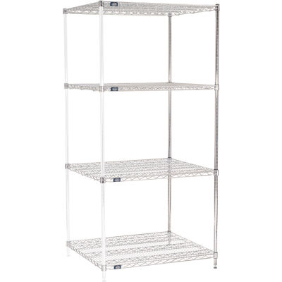 Nexel® Chrome, 4 Tier, Wire Shelving Add-On Unit, 36"W x 30"D x 86"H