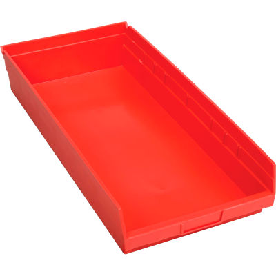 Global Industrial Plastic Nesting Storage Shelf Bin, Red, 11-1/8"W x 23-5/8"D x 4"H - Pkg Qty 6