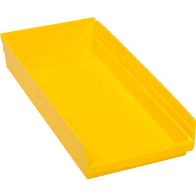 Global Industrial Plastic Nesting Storage Shelf Bin 11-1/8"W x 23-5/8"D x 4"H Yellow - Pkg Qty 6