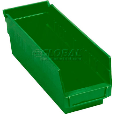 Global Industrial™ Plastic Nesting Storage Shelf Bin 4-1/8"W x 11-5/8"D x 4"H Green - Pkg Qty 24