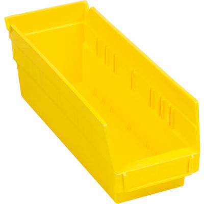 Global Industrial Plastic Nesting Storage Shelf Bin 4-1/8"W x 11-5/8"D x 4"H Yellow - Pkg Qty 24