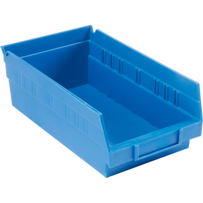 Bac de rangement gigogne en plastique industriel™ Global 6-5/8 « W x 11-5/8 » L x 4"H Bleu - Qté par paquet : 12