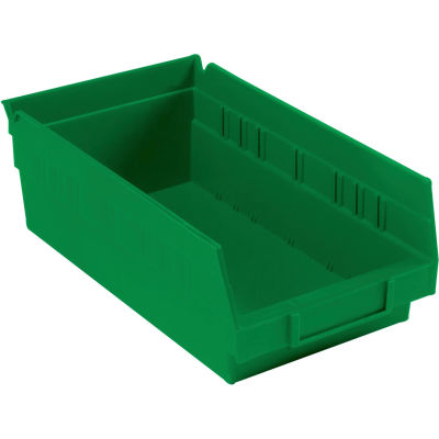 Bac de rangement gigogne en plastique industriel™ Global 6-5/8 « W x 11-5/8 » L x 4"H Vert - Qté par paquet : 12