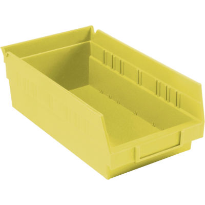 Bac de rangement gigogne en plastique industriel™ Global 6-5/8 « W x 11-5/8 » L x 4 » H Jaune - Qté par paquet : 12