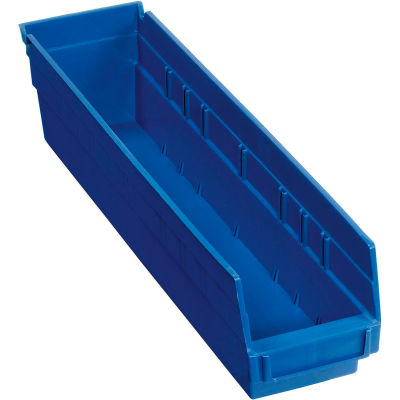 Global Industrial Plastic Nesting Storage Shelf Bin 4-1/8"W x 17-7/8"D x 4"H Blue - Pkg Qty 12
