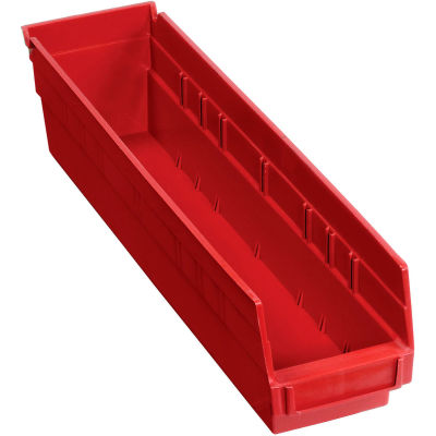 Global Industrial Plastic Nesting Storage Shelf Bin 4-1/8"W x 17-7/8"D x 4"H Red - Pkg Qty 12