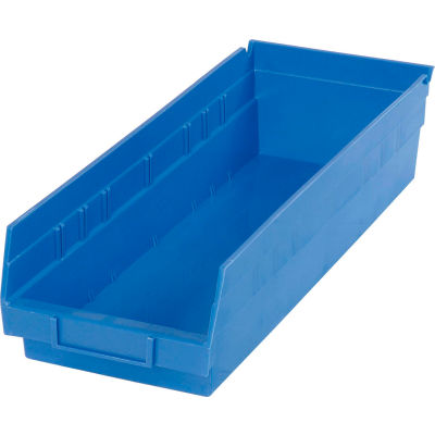 Global Industrial Plastic Nesting Storage Shelf Bin 6-5/8"W x 17-7/8"D x 4"H Blue - Pkg Qty 12