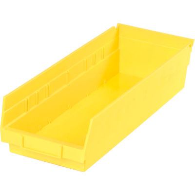 Global Industrial Plastic Nesting Storage Shelf Bin 6-5/8"W x 17-7/8"D x 4"H Yellow - Pkg Qty 12