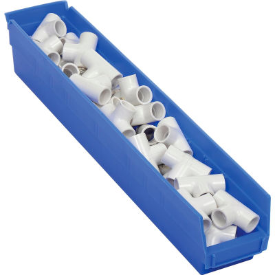 Bac de rangement gigogne en plastique industriel™ Global 4-1/8 « W x 23-5/8 » L x 4"H Bleu - Qté par paquet : 12