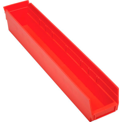 Global Industrial Plastic Nesting Storage Shelf Bin 4-1/8"W x 23-5/8"D x 4"H Red - Pkg Qty 12