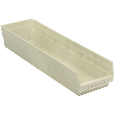 Global Industrial Plastic Nesting Storage Shelf Bin 6-5/8"W x 23-5/8"D x 4"H Beige - Pkg Qty 6
