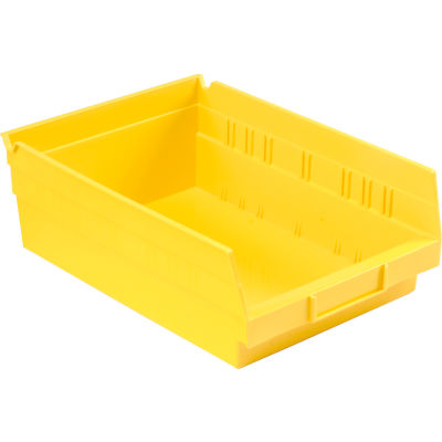 Global Industrial Plastic Nesting Storage Shelf Bin 8-3/8"W x 11-5/8"D x 4"H Yellow - Pkg Qty 12