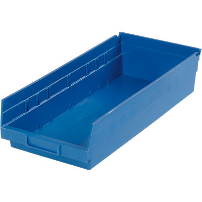 Global Industrial Plastic Nesting Storage Shelf Bin 8-3/8"W x 17-7/8"D x 4"H Blue - Pkg Qty 12
