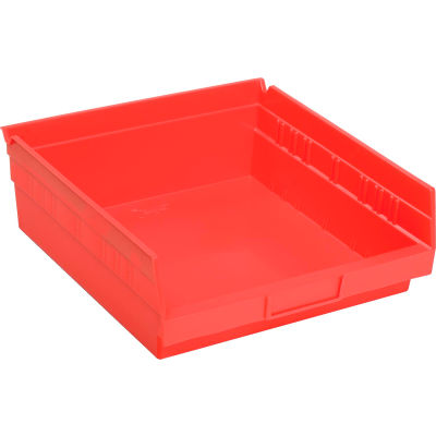 Global Industrial™ Plastic Nesting Storage Shelf Bin 11-1/8"W x 11-5/8"D x 4"H Rouge - Qté par paquet : 12