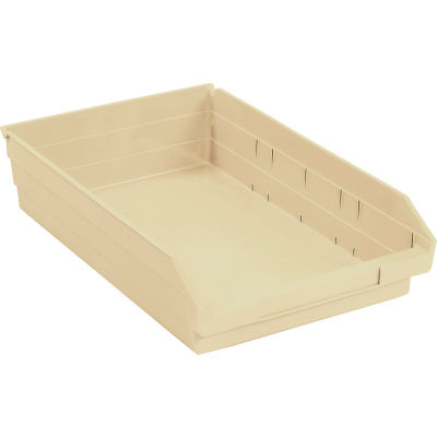 Global Industrial Plastic Nesting Storage Shelf Bin 11-1/8"W x 17-7/8"D x 4"H Beige - Pkg Qty 12