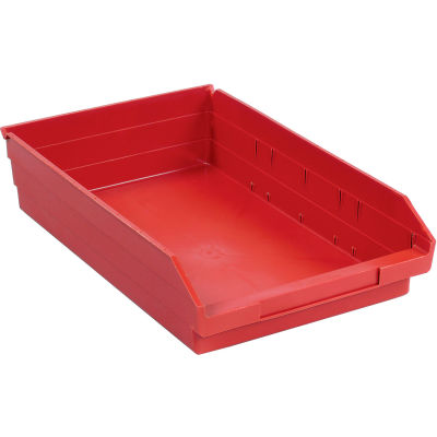 Global Industrial Plastic Nesting Storage Shelf Bin 11-1/8"W x 17-7/8"D x 4"H Red - Pkg Qty 12