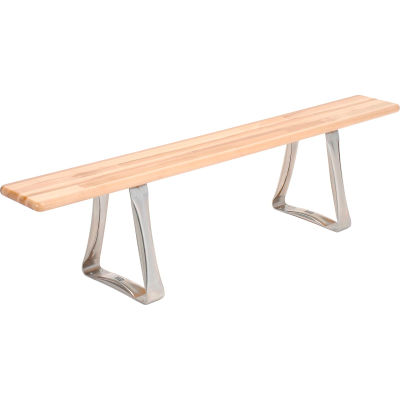 Global Industrial Locker Room Bench, Hardwood With Trapezoid Legs, 48 x 9-1/2 x 17