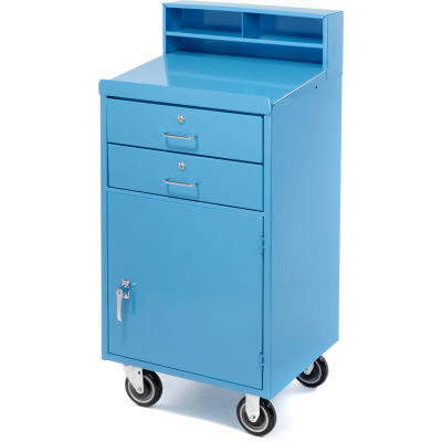 Pucel Mobile Cabinet Shop Desk FED-2023 with 2 Locking Drawers 23"W x 20"D x 51"H - Blue