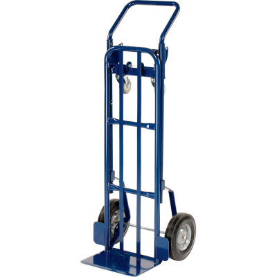 Global Industrial™ Steel 2-en-1 Cabriolet Hand Truck - Roues semi-pneumatiques - Cap 600 lb.