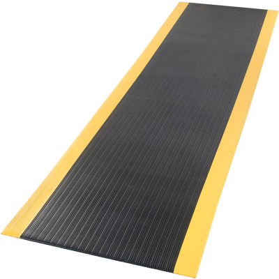 Apache Mills Soft Foot™ Ribbed Surface Mat 3/8" Thick 2' x Up to 60' Black/Yellow Border