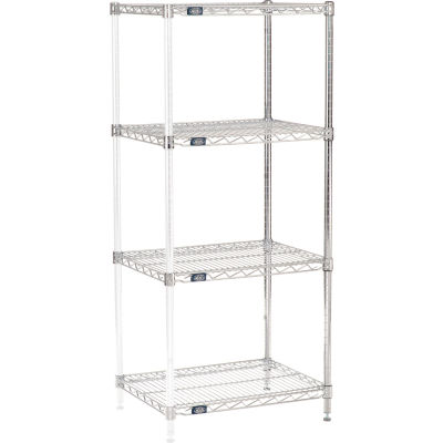 Nexel® Chrome, 4 Tier, Wire Shelving Add-On Unit, 30"W x 18"D x 54"H
