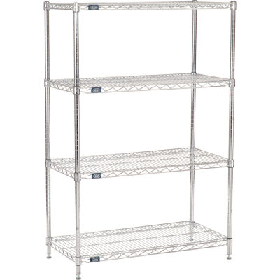 Nexel® 4 Shelf, Chrome Wire Shelving Unit, Starter, 42"W x 18"D x 54"H