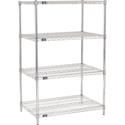 Nexel® 4 Shelf, Chrome Wire Shelving Unit, Starter, 36"W x 24"D x 54"H