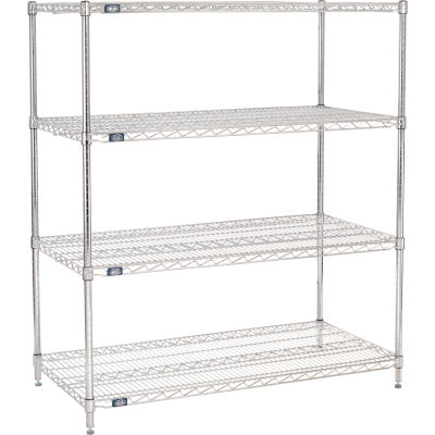 Nexel® Chrome, 4 Tier, Wire Shelving Starter Unit, 48"W x 24"D x 54"H