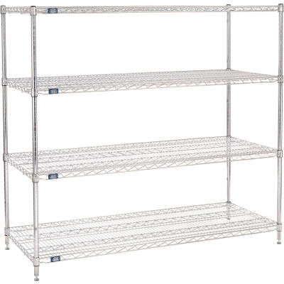 Nexel® Chrome, 4 Tier, Wire Shelving Starter Unit, 72"W x 24"D x 63"H