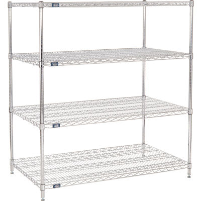 Nexel® Chrome, 4 Tier, Wire Shelving Starter Unit, 48"W x 30"D x 54"H