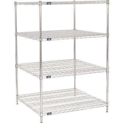 Nexel® Chrome, 4 Tier, Wire Shelving Starter Unit, 36"W x 36"D x 63"H