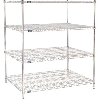 Nexel® 4 Shelf, Chrome Wire Shelving Unit, Starter, 48"W x 36"D x 54"H