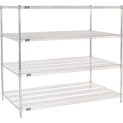 Nexel® 4 Shelf, Chrome Wire Shelving Unit, Starter, 72"W x 36"D x 54"H