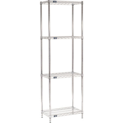 Nexel® 4 Shelf, Chrome Wire Shelving Unit, Starter, 24"W x 14"D x 86"H