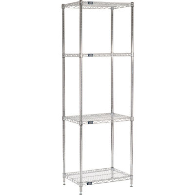 Nexel® 4 Shelf, Chrome Wire Shelving Unit, Starter, 30"W x 18"D x 86"H
