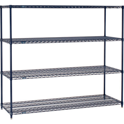 Nexel® 4 Shelf, Nexelon® Blue Wire Shelving Unit, Starter, 60"W x 18"D x 63"H