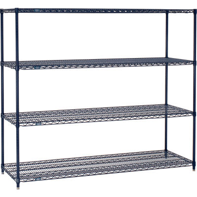 Nexel® 4 Shelf, Nexelon® Blue Wire Shelving Unit, Starter, 72"W x 24"D x 63"H