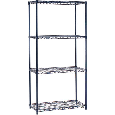 Nexel® Nexelon®, 4 Tier, Wire Shelving Starter Unit, 36"W x 24"D x 74"H