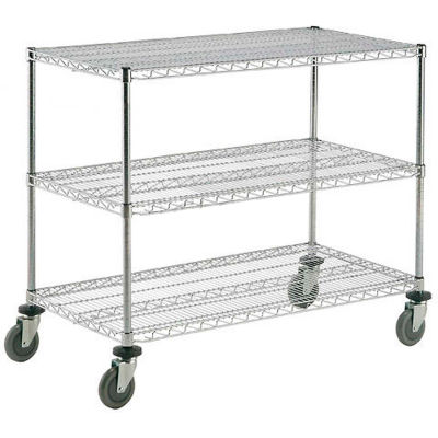 Nexel® Adjustable Chrome Wire Shelf Cart w/3 Shelves, 800 Ib. Capacity, 48"L x 18"W x 40"H