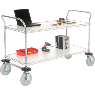 Nexel® Chrome Wire Shelf Instrument Cart w / 2 étagères, 1200 Ib. Capacité, 60 « L x 24 « L x 44 « H