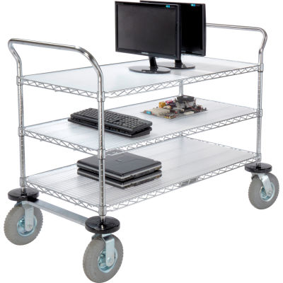 Nexel® Chrome Wire Shelf Instrument Cart w / 3 étagères, 1200 Ib. Capacité, 48 « L x 24 « L x 44 « H