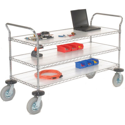 Nexel® Chrome Wire Shelf Instrument Cart w / 3 étagères, 1200 Ib. Capacité, 60 « L x 24 « L x 44 « H